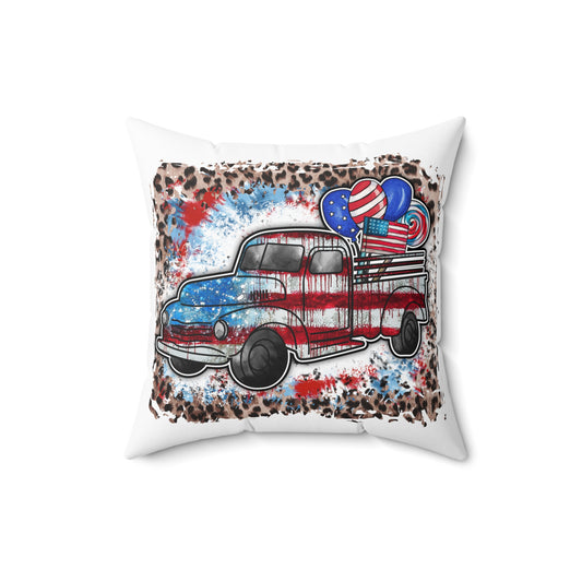American Rustic Truck Throw Pillow