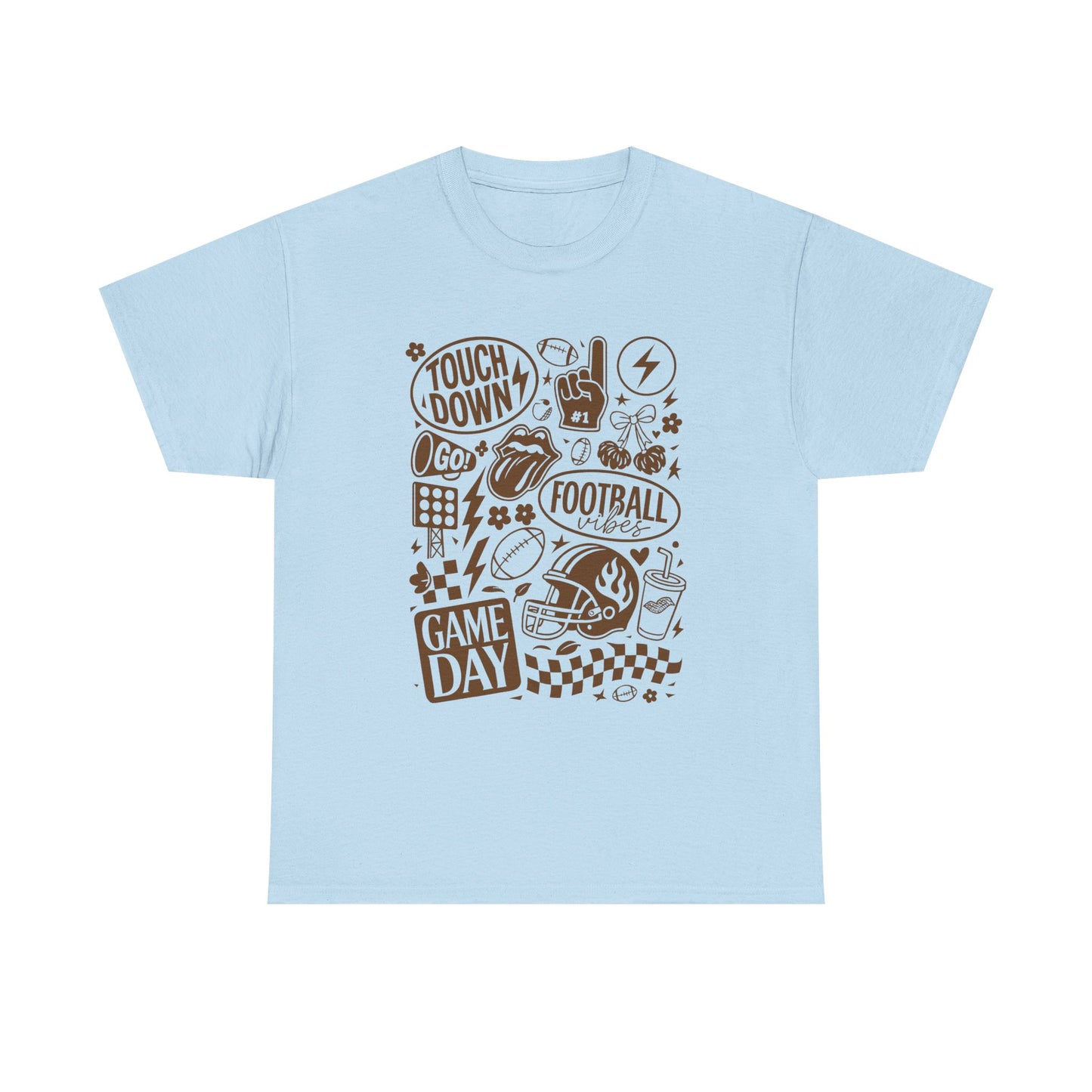 Football Game Day Heavy Cotton Tee with Touchdown Design