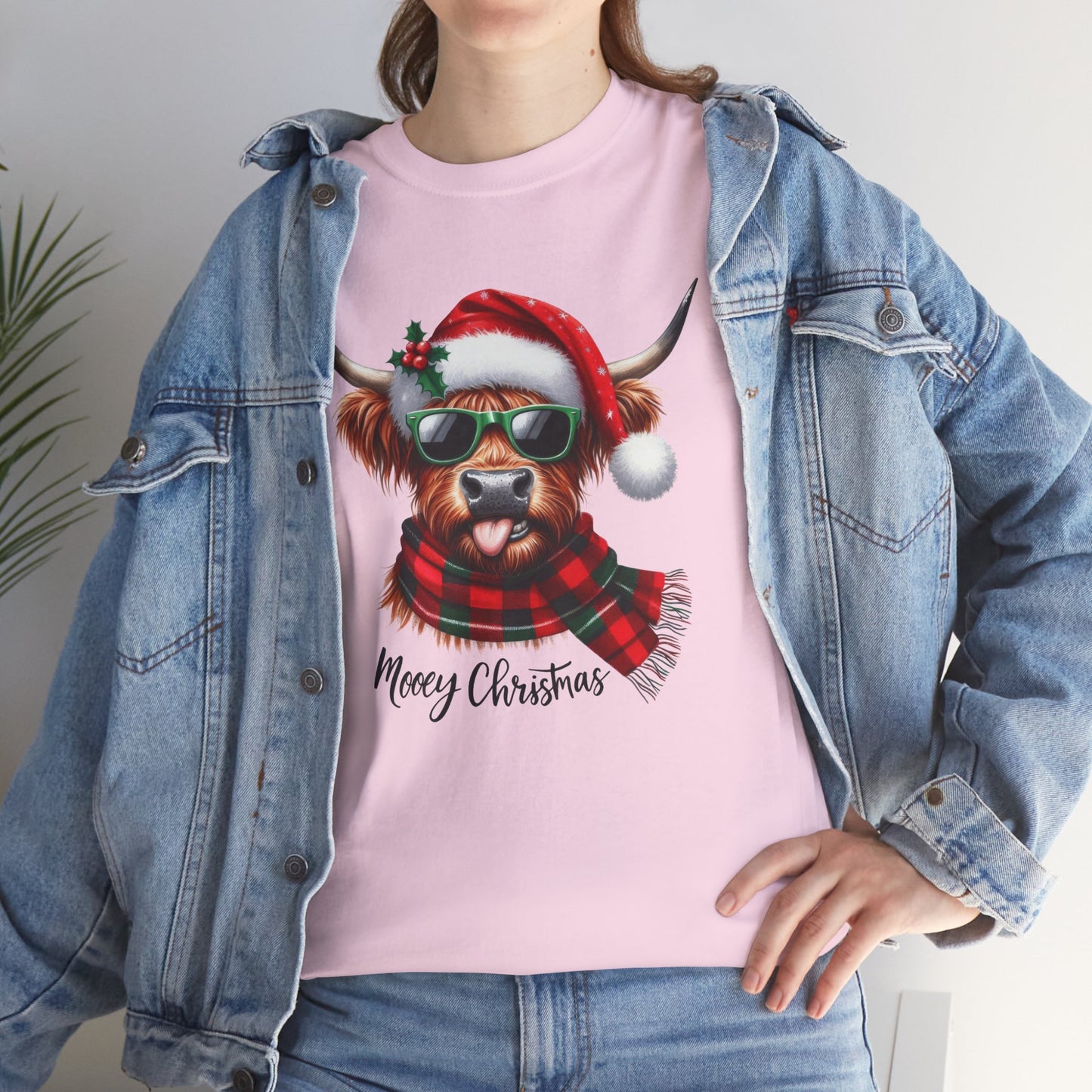 Merry Christmas Highland Cow Tee - Heavy Cotton Shirt
