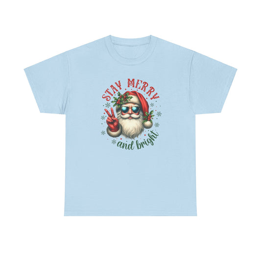 Stay Merry Holiday Heavy Cotton Tee | Fun Christmas Shirt