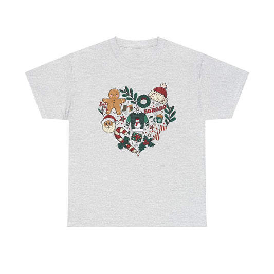 Festive Holiday Heart Heavy Cotton Tee