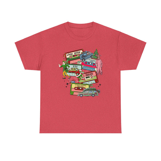 Retro Holiday Vibes Heavy Cotton Tee - 'Home Alone' Christmas Design