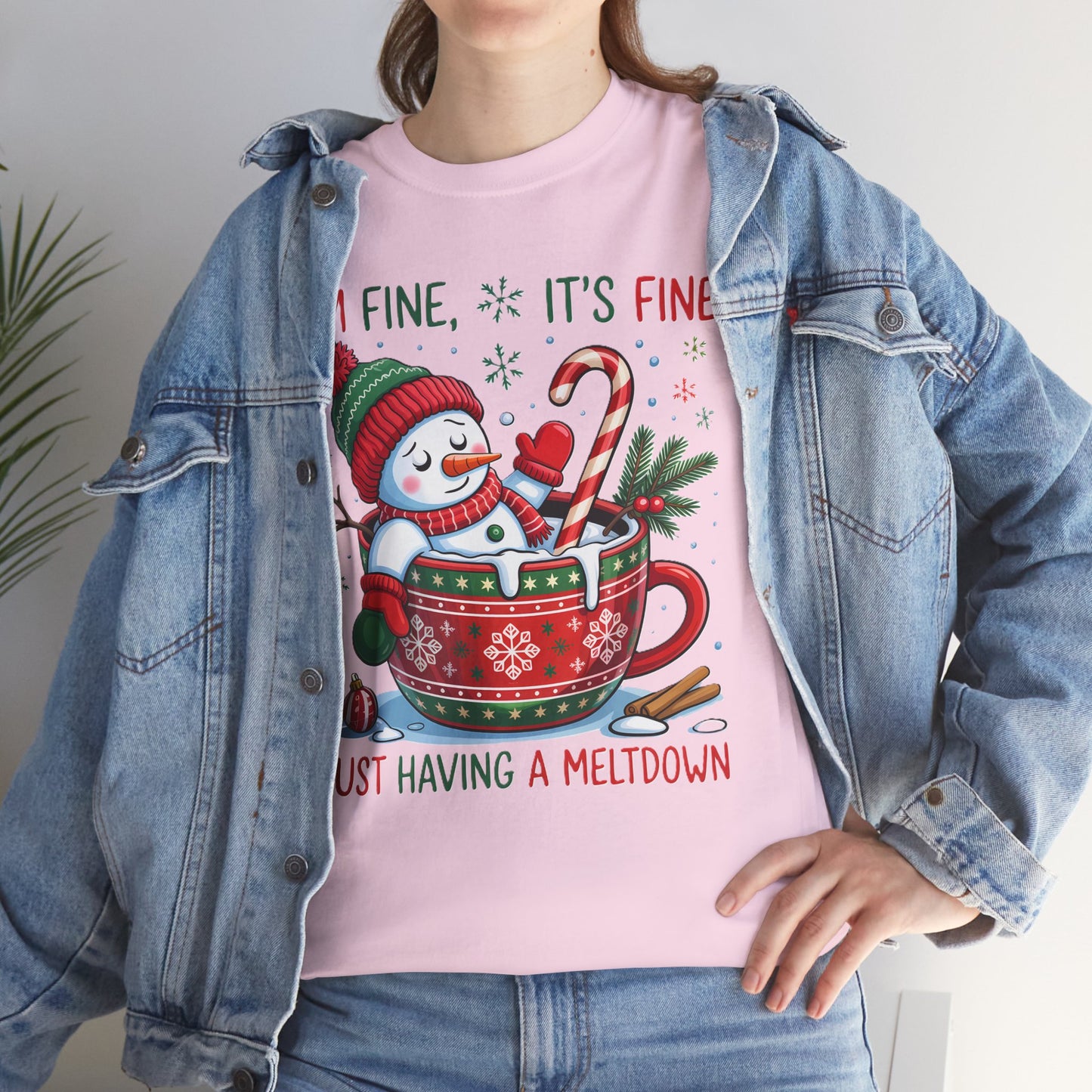 "I'm Fine, It's Fine Just Having a Meltdown" Snowman Cup Holiday T-Shirt