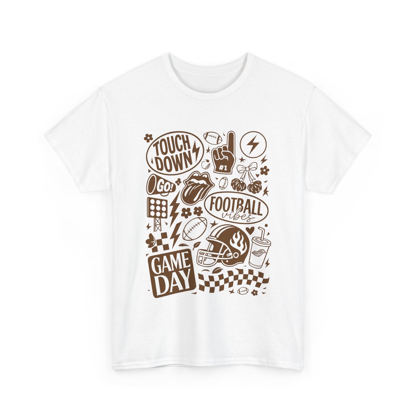 Football Game Day Heavy Cotton Tee with Touchdown Design