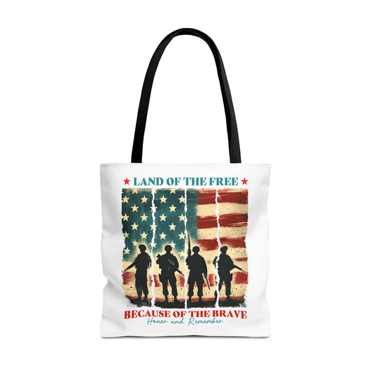 Patriotic Tote Bag - Land of the Free, Because of the Brave