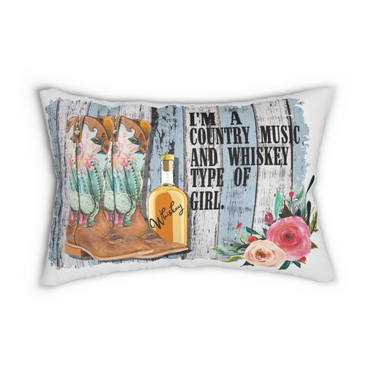 Country Music & Whiskey Girl Lumbar Pillow