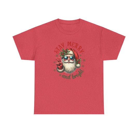 Stay Merry Holiday Heavy Cotton Tee | Fun Christmas Shirt