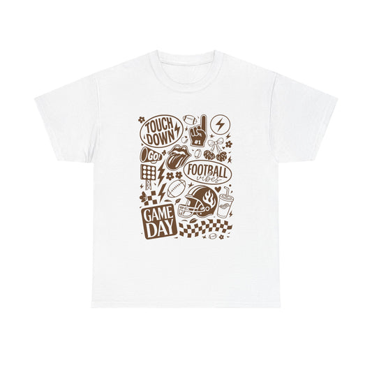 Football Game Day Heavy Cotton Tee with Touchdown Design