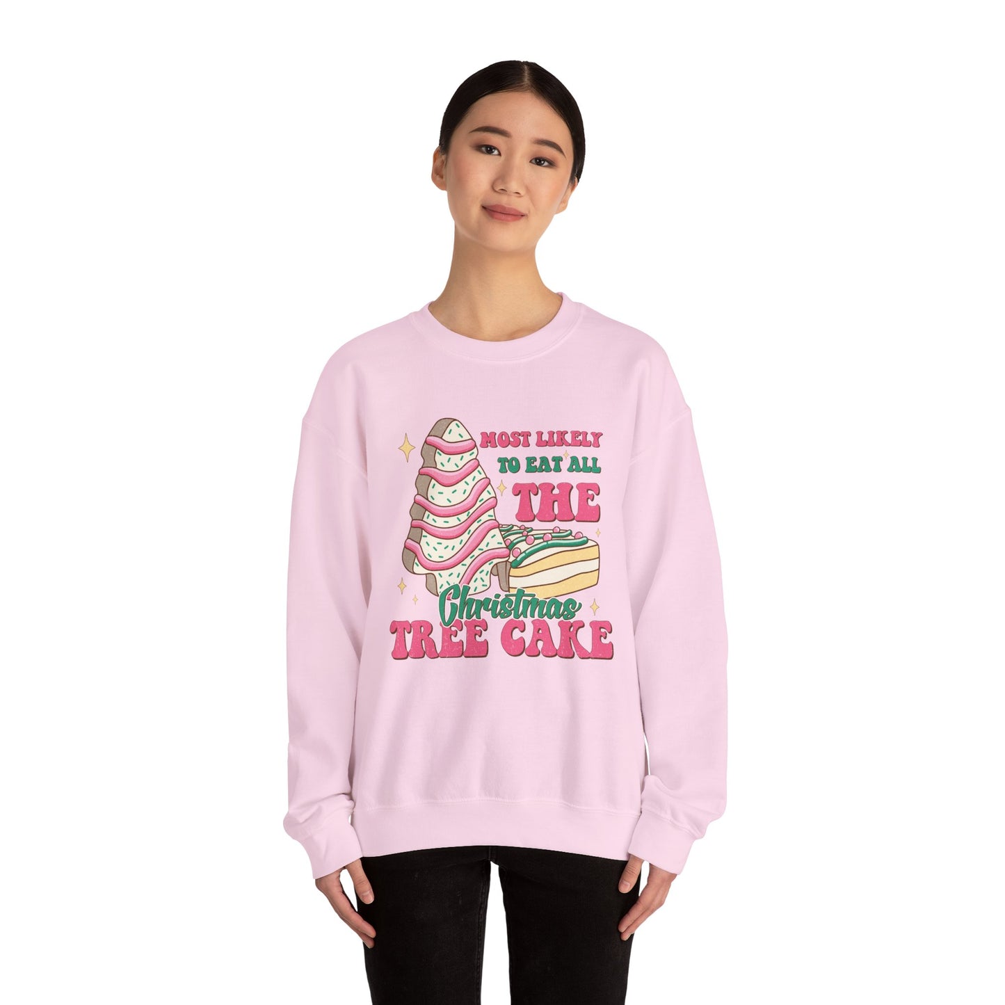 Heavy Blend™ Crewneck Sweatshirt - Most Likely to Eat All the Christmas Tree Cake