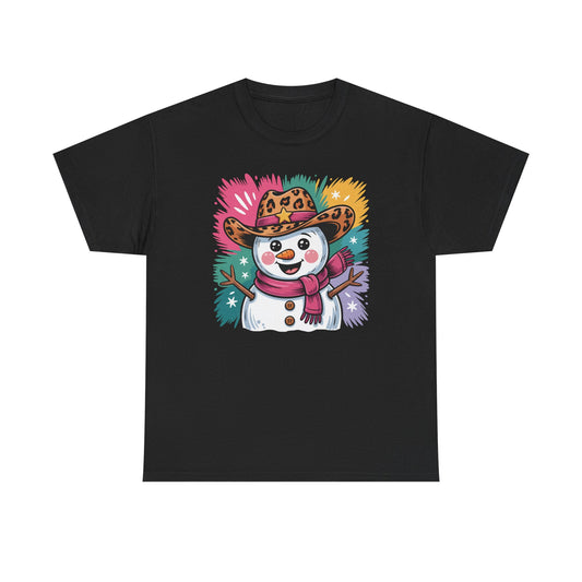 Cute Western Snowman Holiday Tee