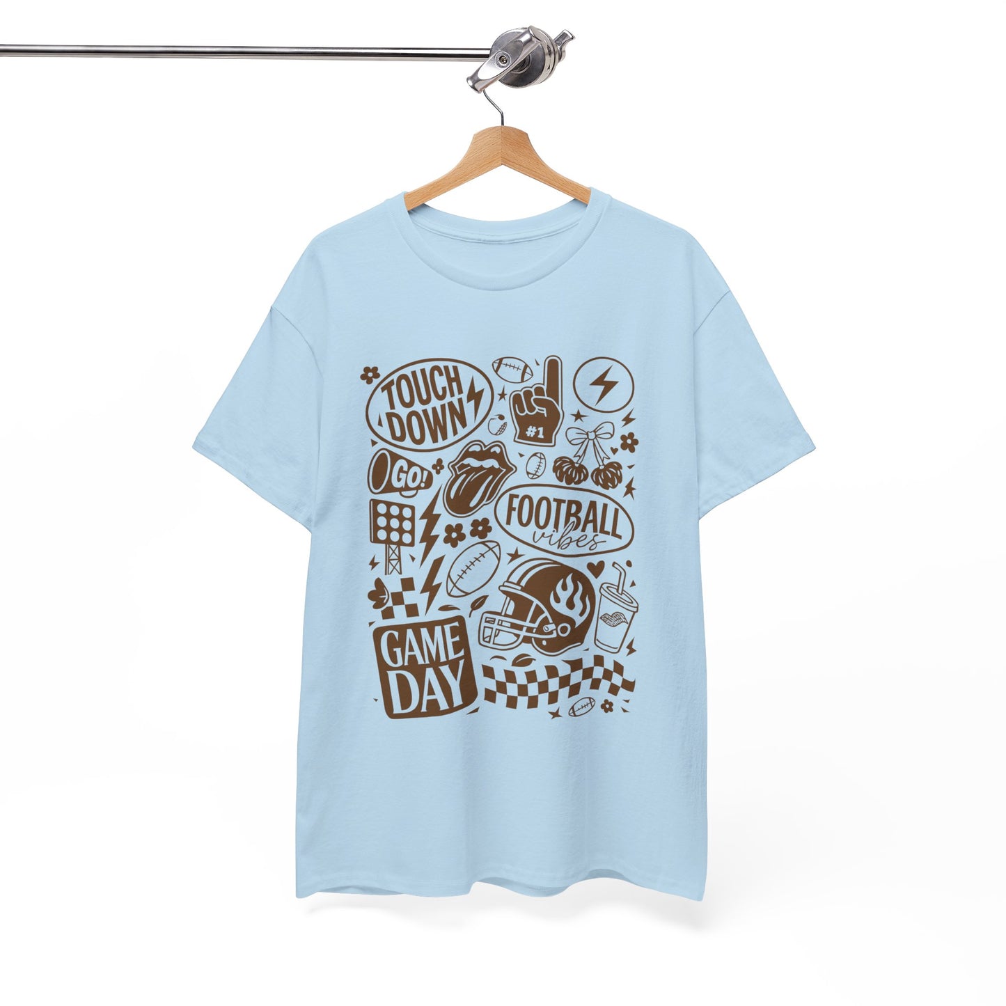Football Game Day Heavy Cotton Tee with Touchdown Design