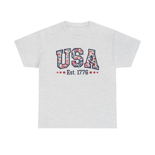 Patriotic USA Floral- Tee