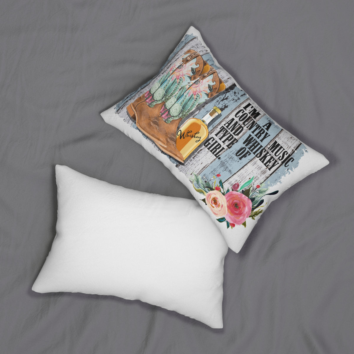 Country Music & Whiskey Girl Lumbar Pillow