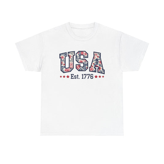Patriotic USA Floral- Tee