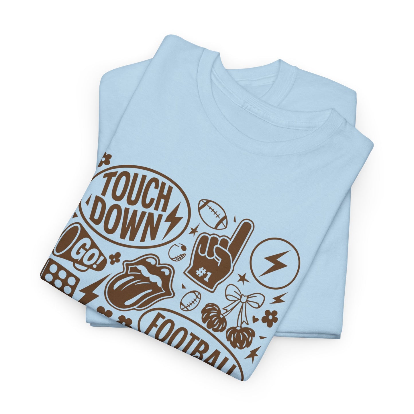 Football Game Day Heavy Cotton Tee with Touchdown Design