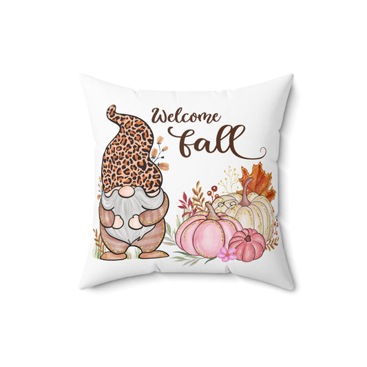 Welcome Fall Gnome Throw Pillow — Autumn Pumpkin Decorative Pillow