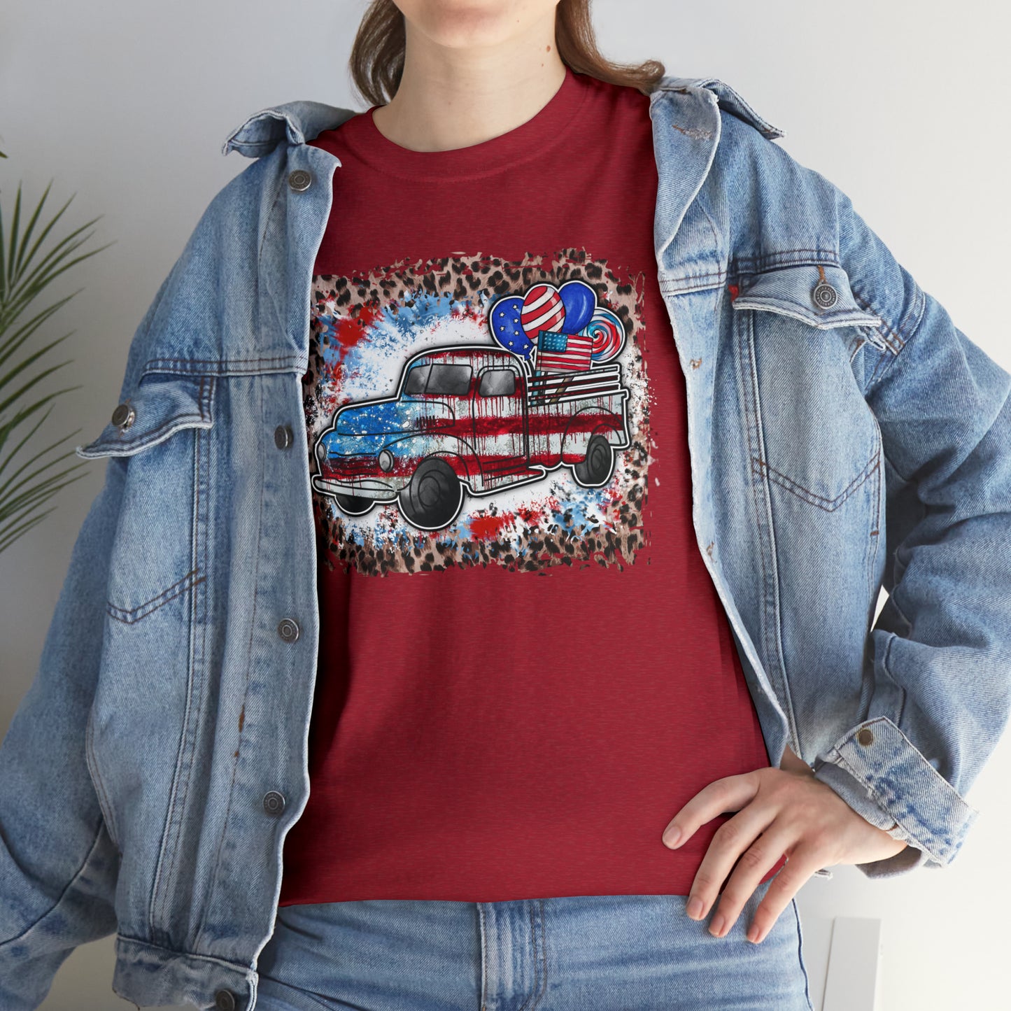 USA Farm Truck Patriotic Heavy Cotton Tee