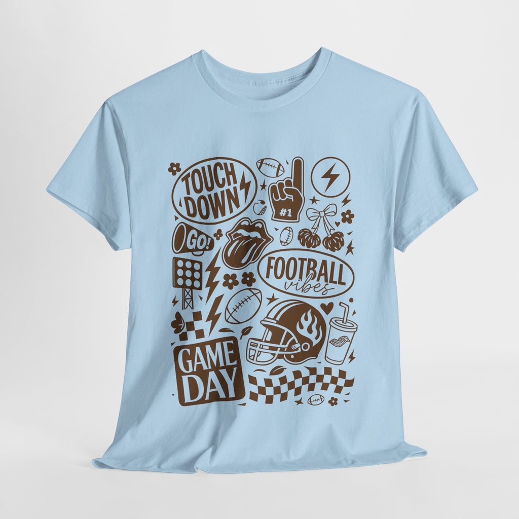 Football Game Day Heavy Cotton Tee with Touchdown Design