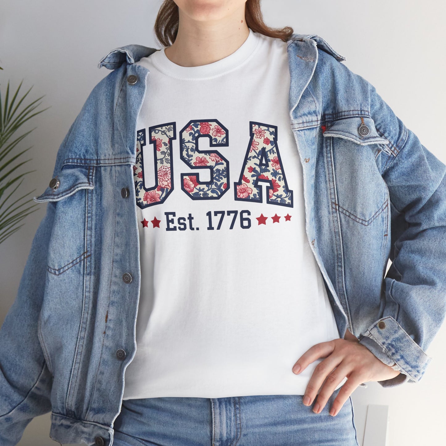 Patriotic USA Floral- Tee