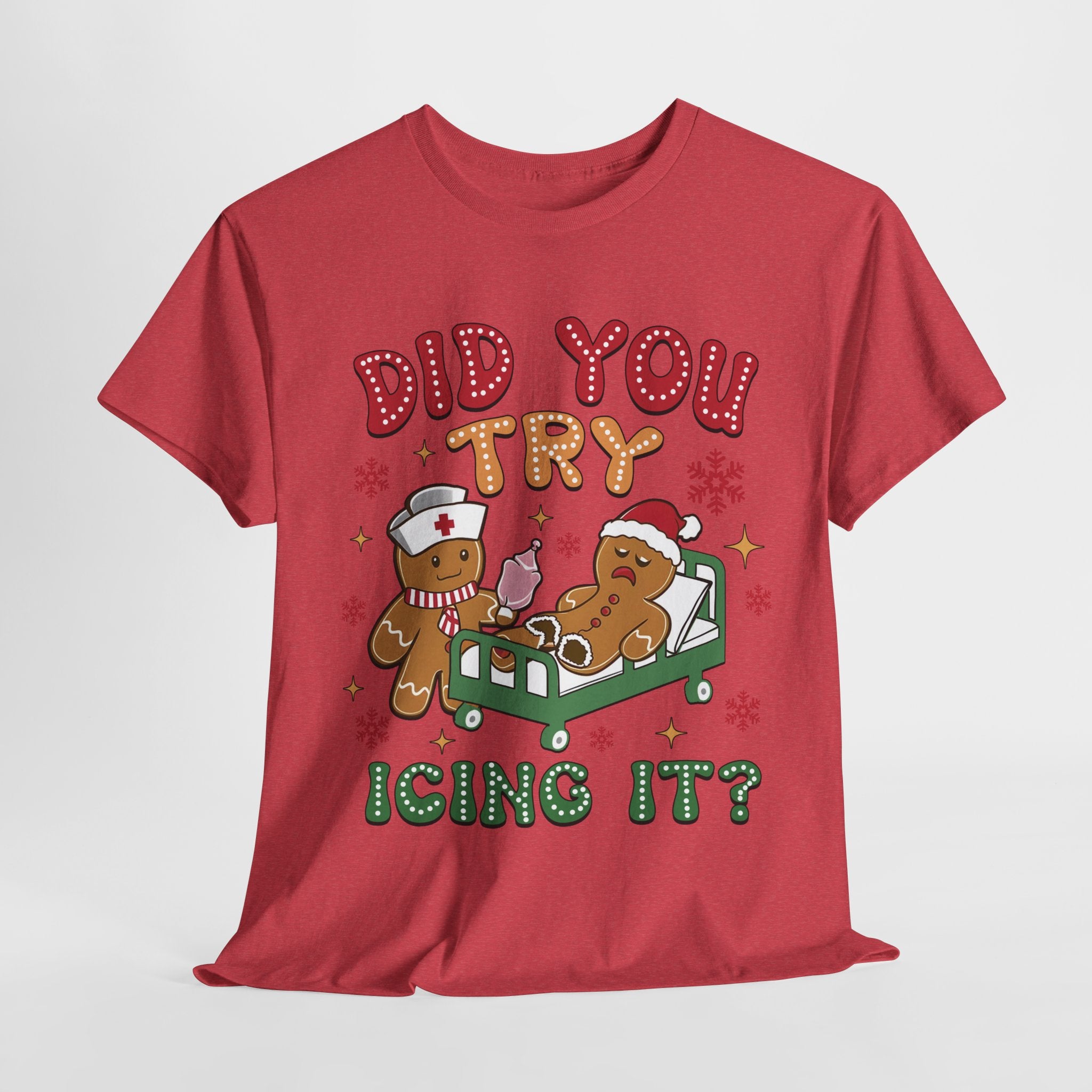 Playful Holiday Heavy Cotton Tee - 'Did You Try Icing It?'