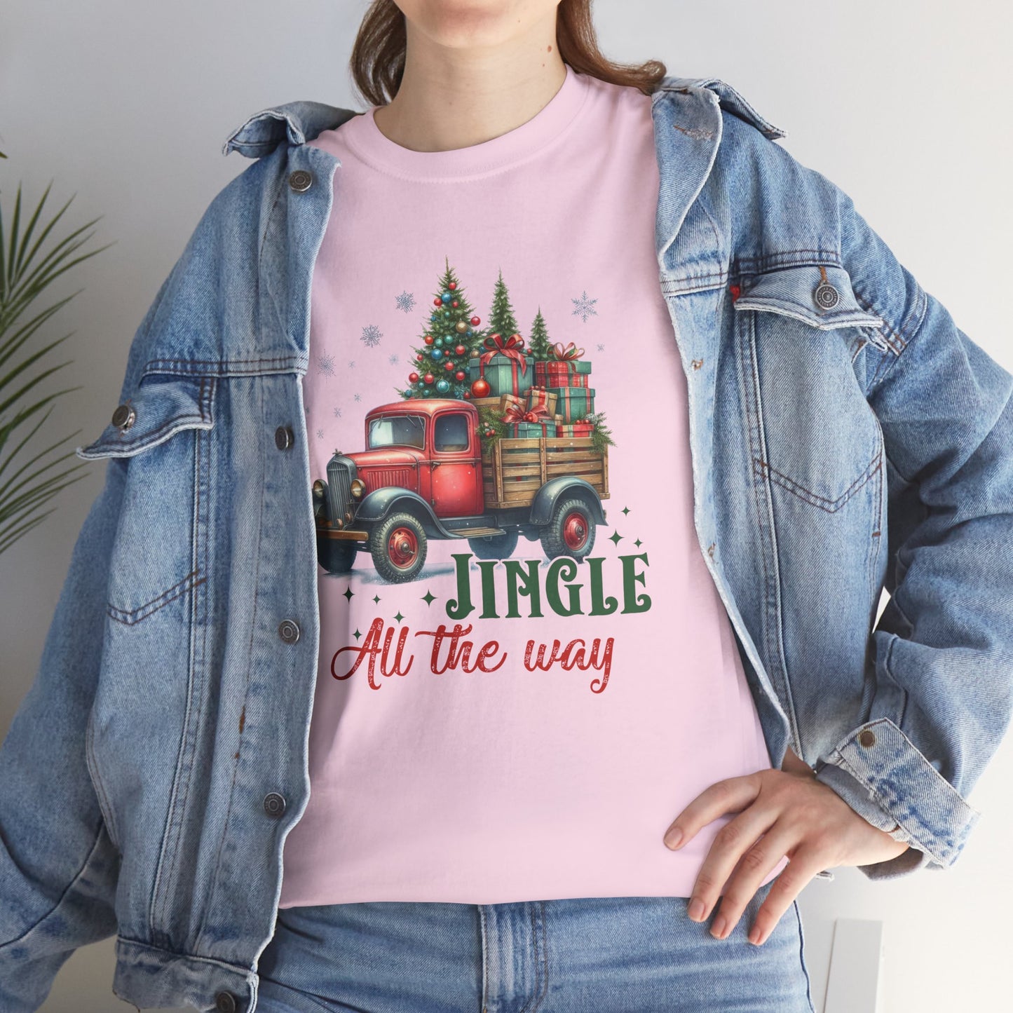 Jingle All the Way Holiday Tee - Heavy Cotton Shirt for Christmas Celebrations