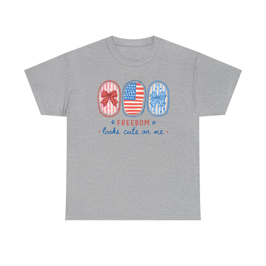 “Freedom Looks Cute on Me” 4th of July Graphic Shirt