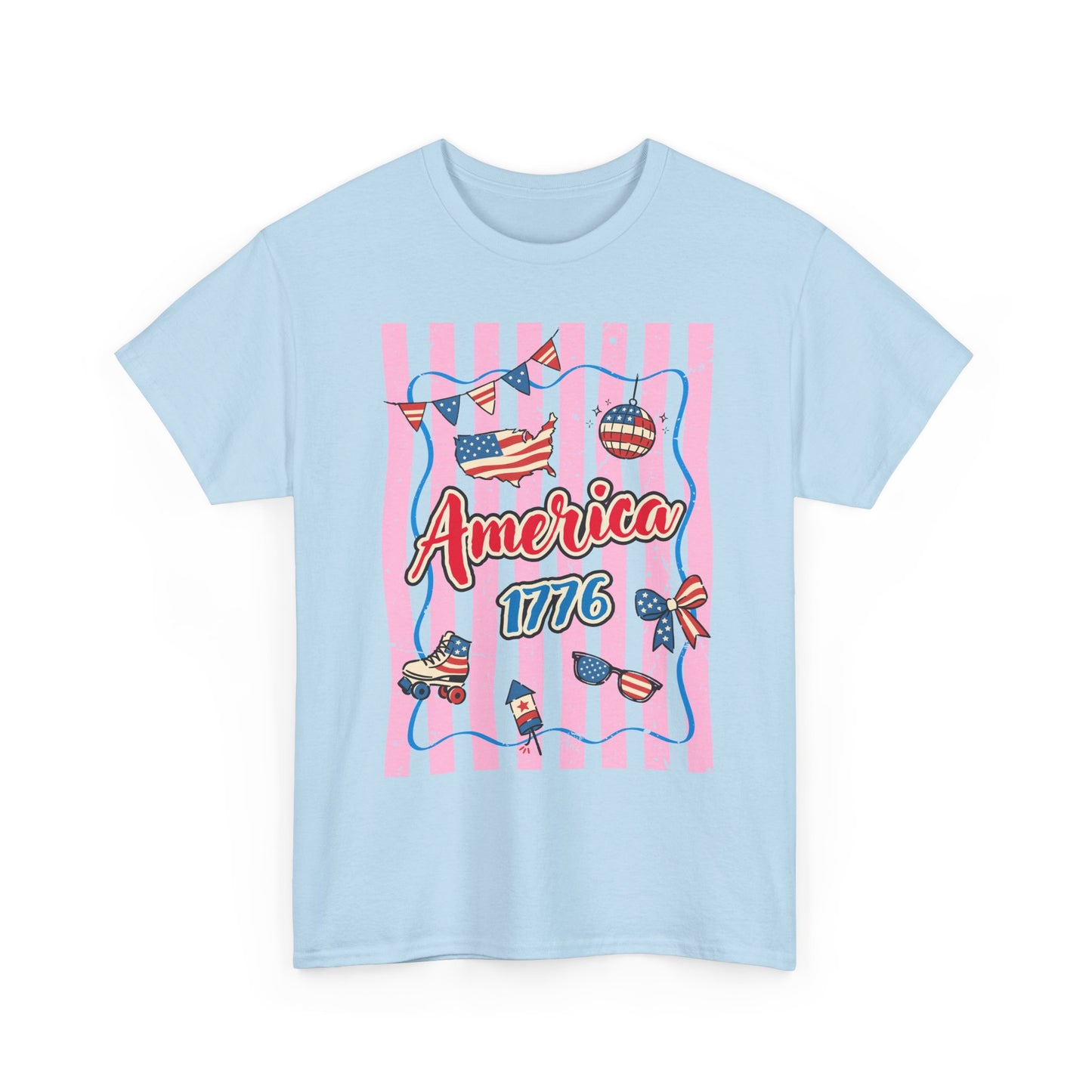 America 1776 Pink Stripe Patriotic Tee