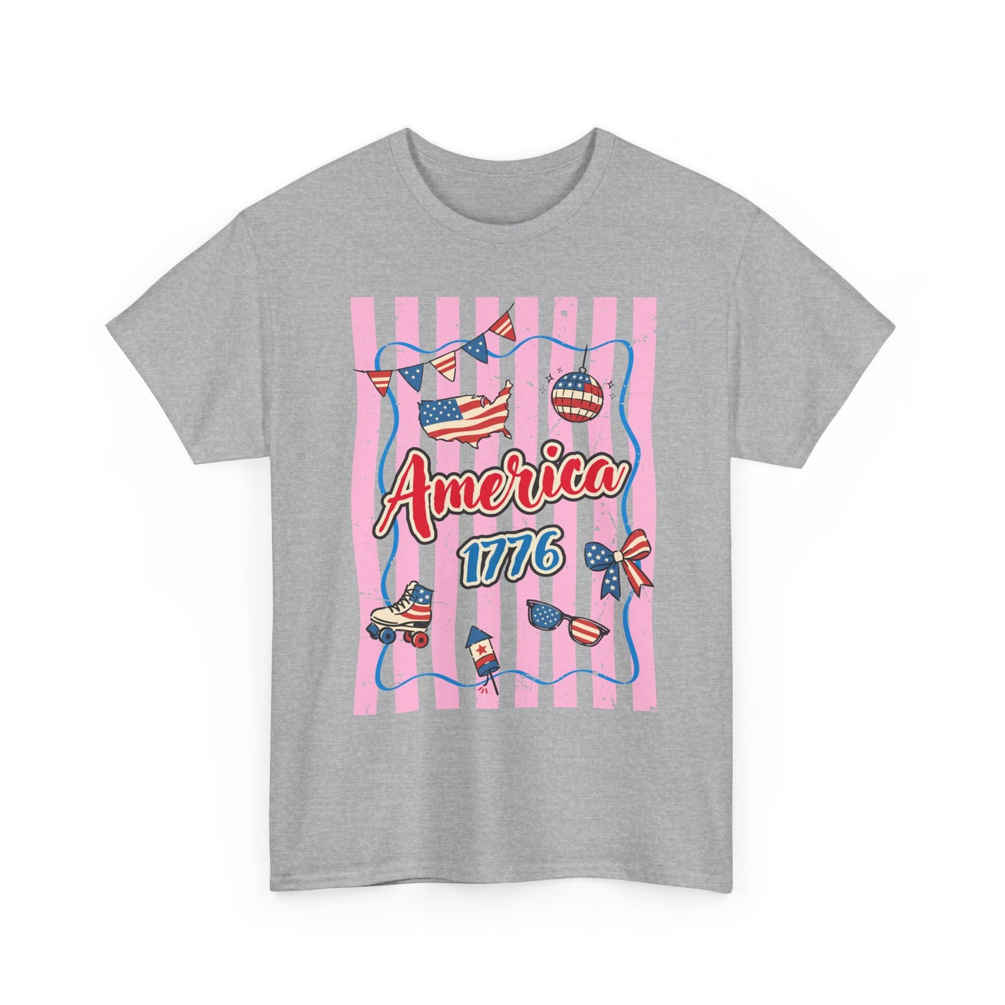 America 1776 Pink Stripe Patriotic Tee