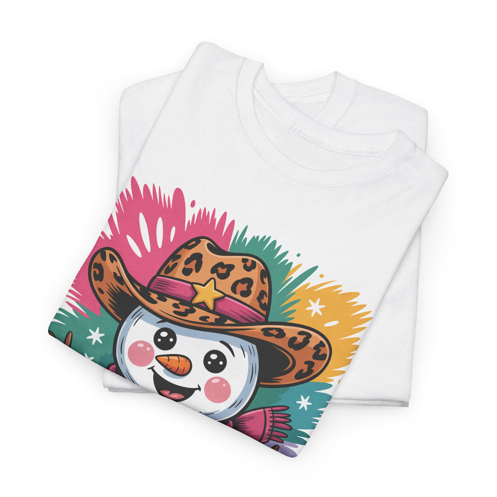Cute Western Snowman Holiday Tee