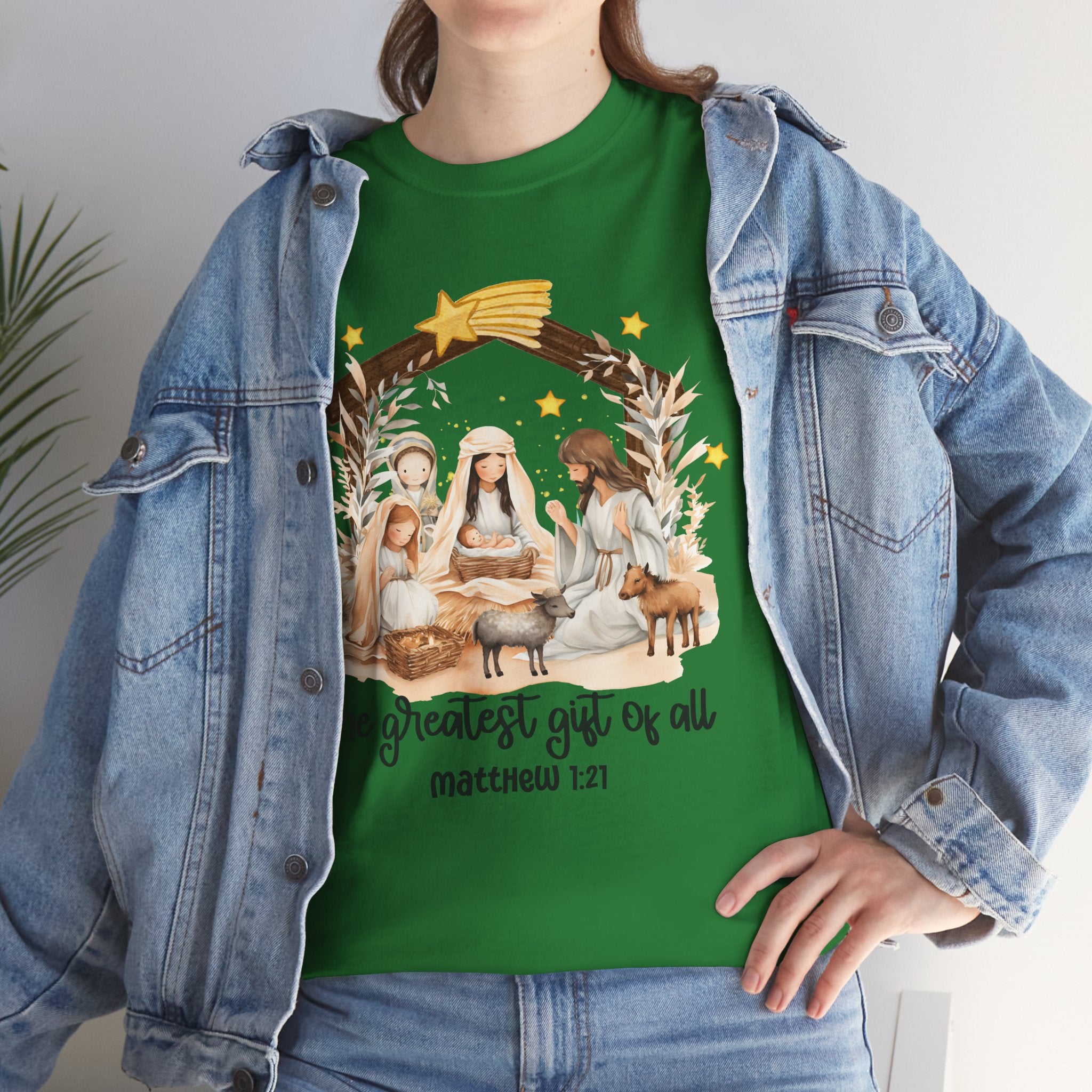 The Greatest Gift of All Heavy Cotton Tee - Christmas Nativity Design