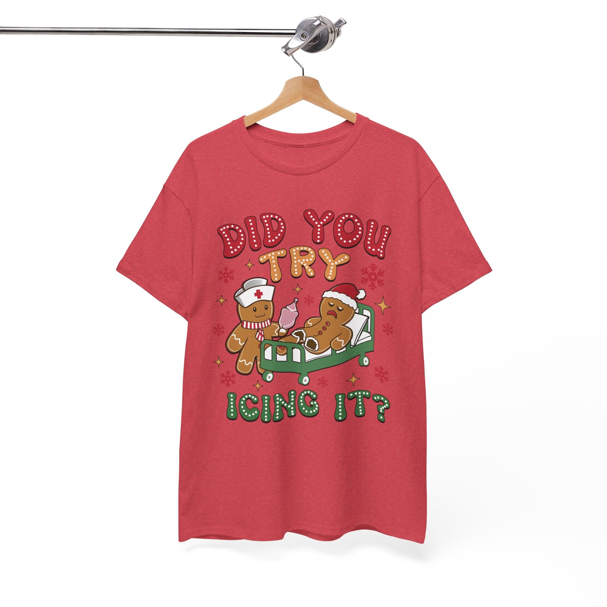 Playful Holiday Heavy Cotton Tee - 'Did You Try Icing It?'