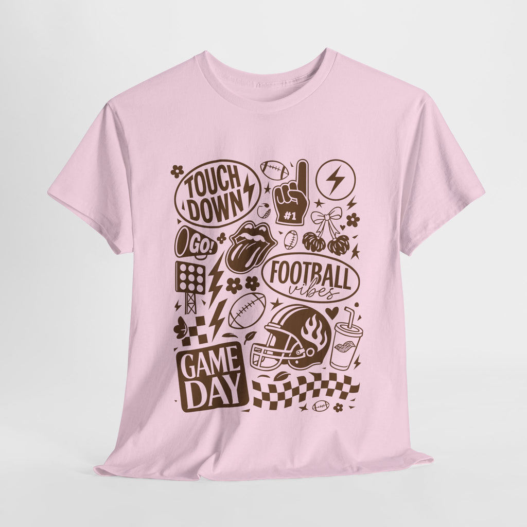 Football Game Day Heavy Cotton Tee with Touchdown Design