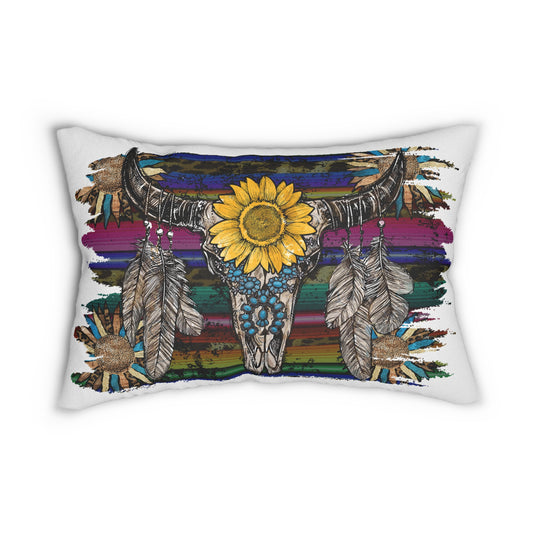 Southwestern Bull Skull Lumbar Pillow