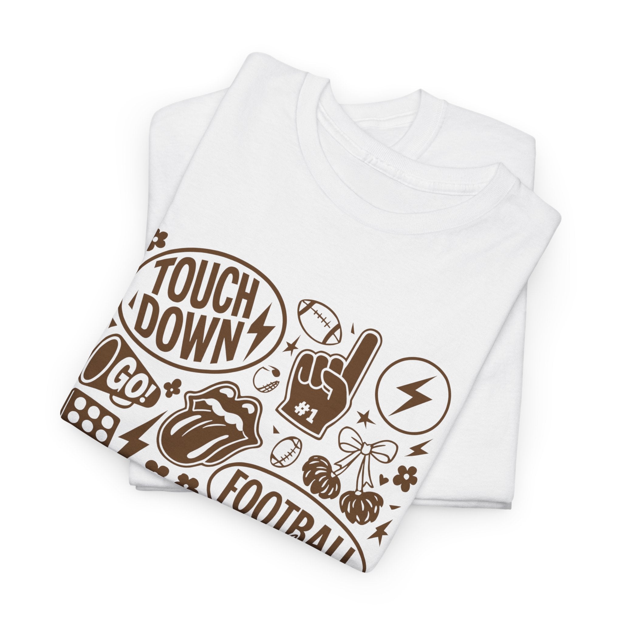 Football Game Day Heavy Cotton Tee with Touchdown Design