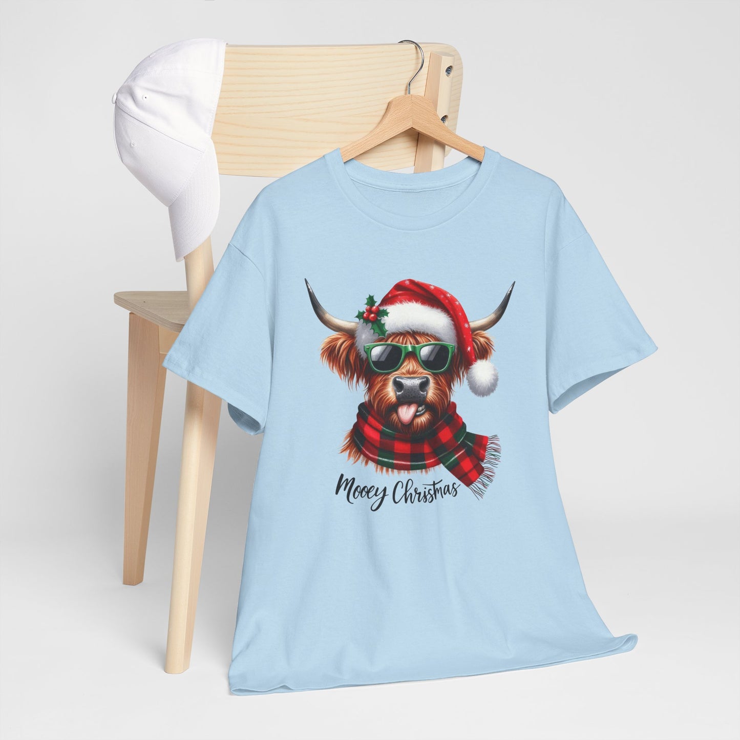 Merry Christmas Highland Cow Tee - Heavy Cotton Shirt