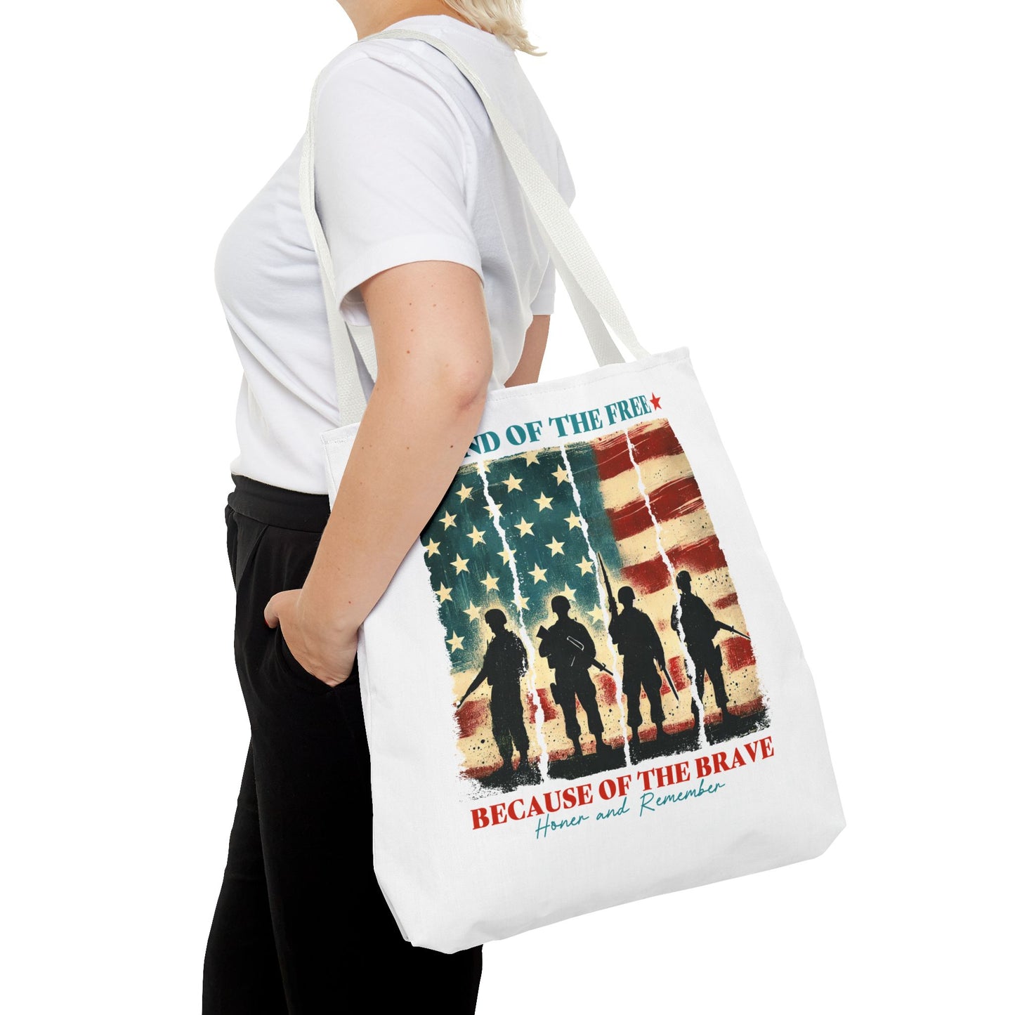 Patriotic Tote Bag - Land of the Free, Because of the Brave