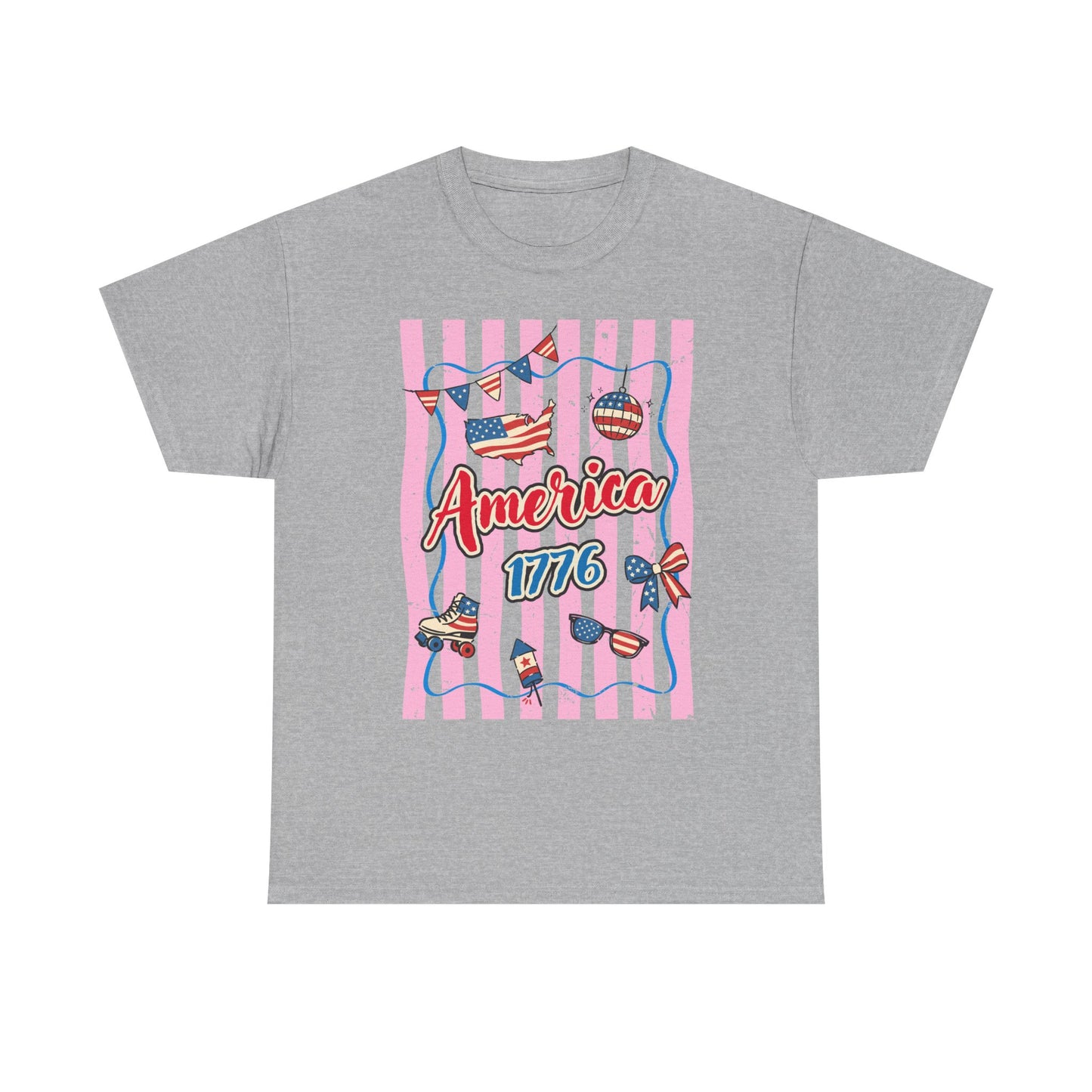 America 1776 Pink Stripe Patriotic Tee