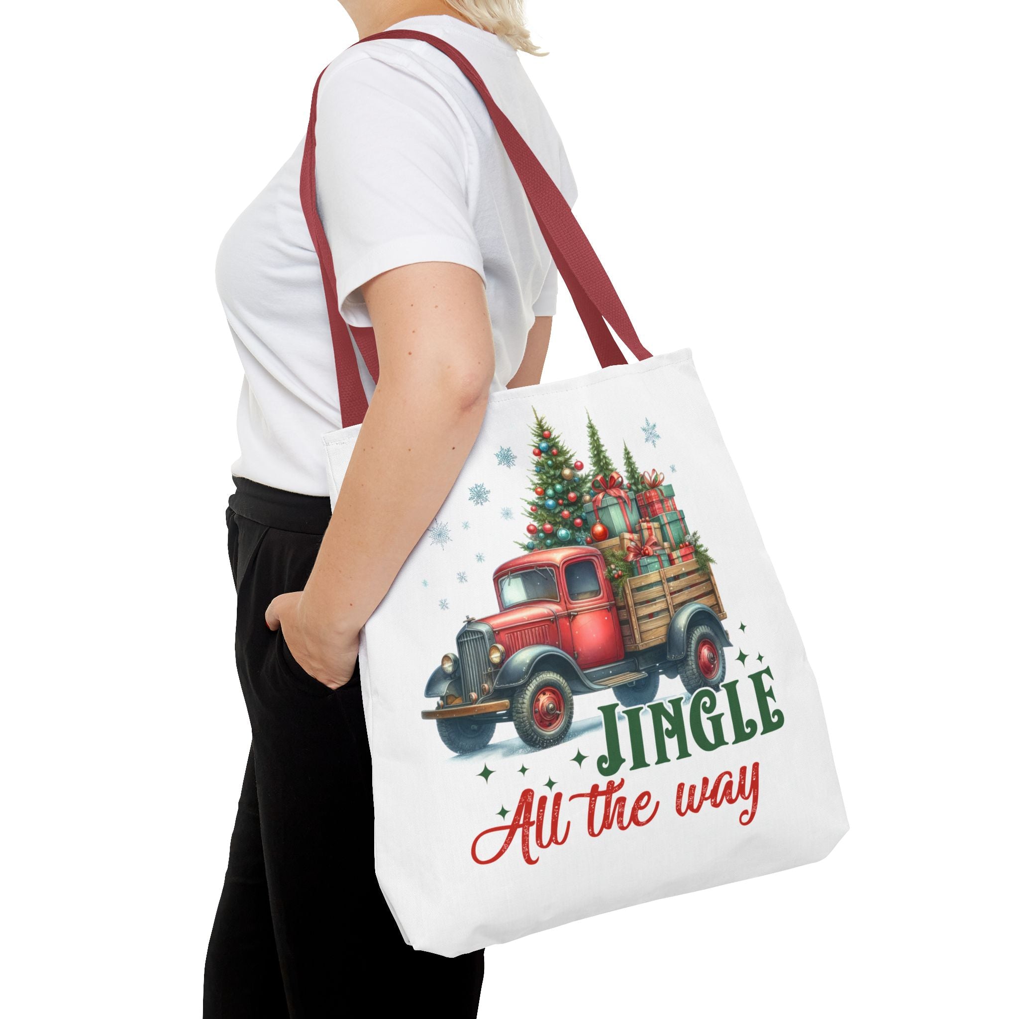 Christmas Tote Bag - Jingle All the Way Holiday Shopper