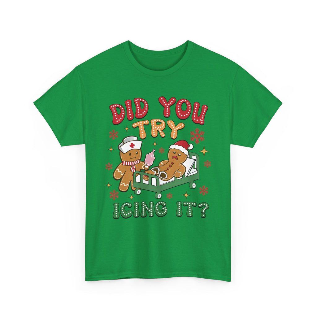 Playful Holiday Heavy Cotton Tee - 'Did You Try Icing It?'