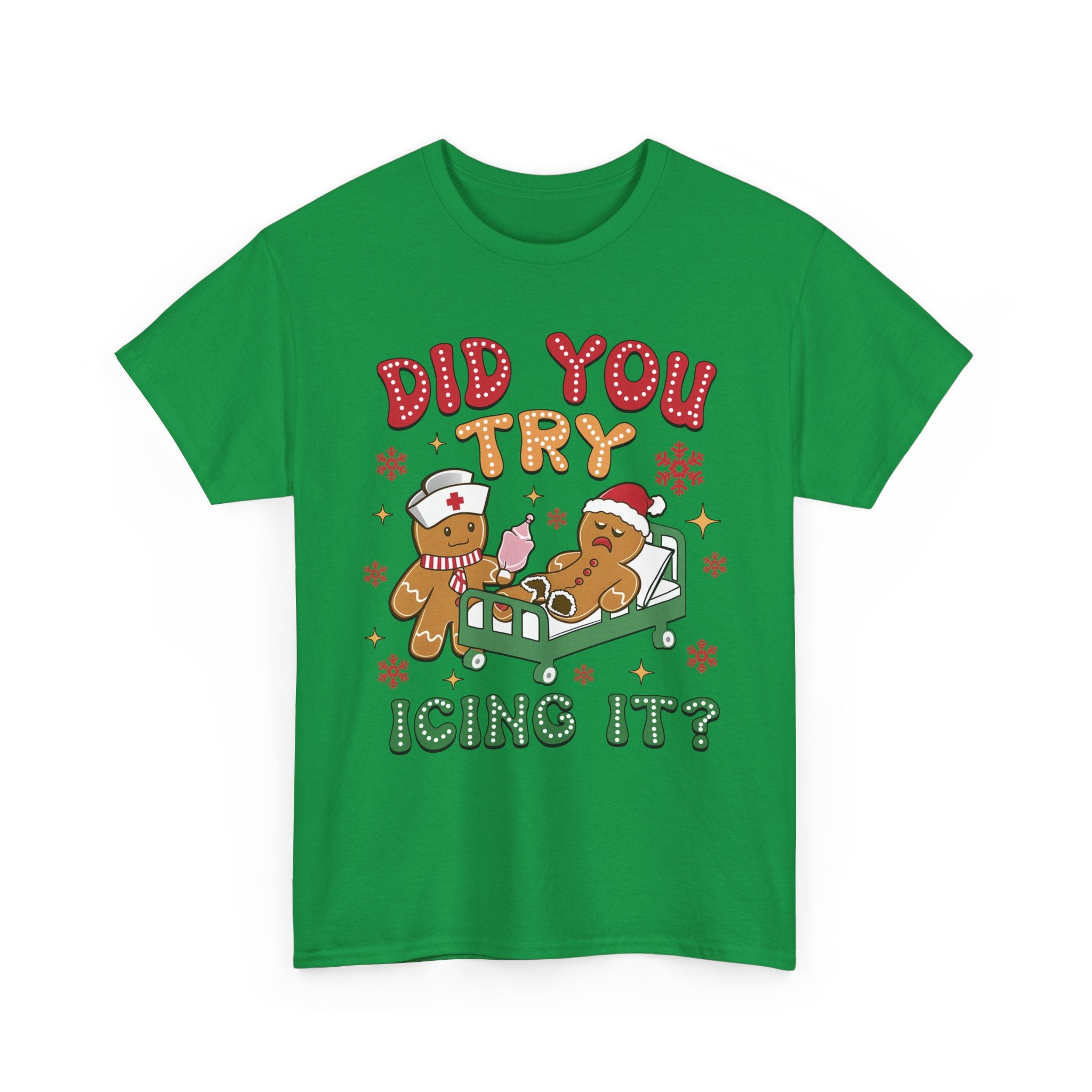 Playful Holiday Heavy Cotton Tee - 'Did You Try Icing It?'
