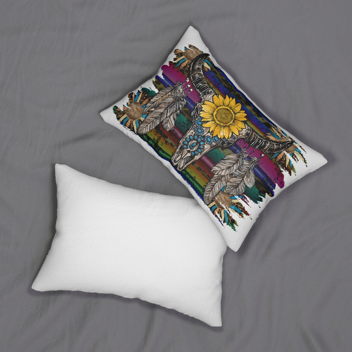 Southwestern Bull Skull Lumbar Pillow