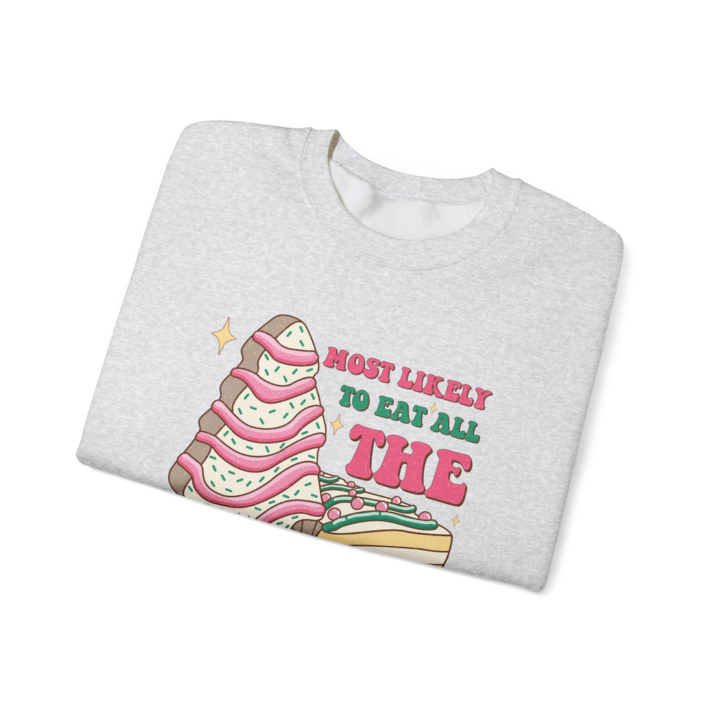 Heavy Blend™ Crewneck Sweatshirt - Most Likely to Eat All the Christmas Tree Cake