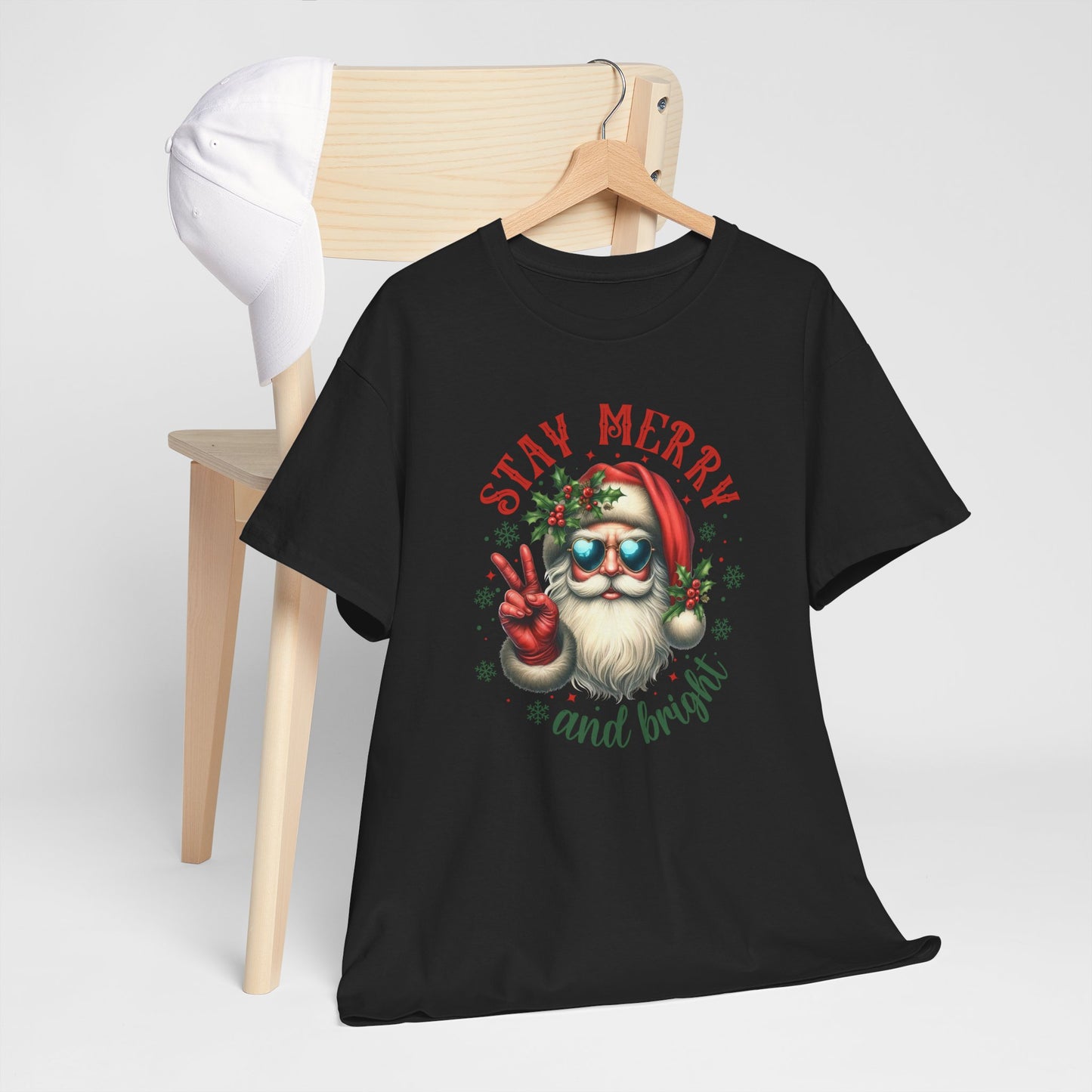 Stay Merry Holiday Heavy Cotton Tee | Fun Christmas Shirt