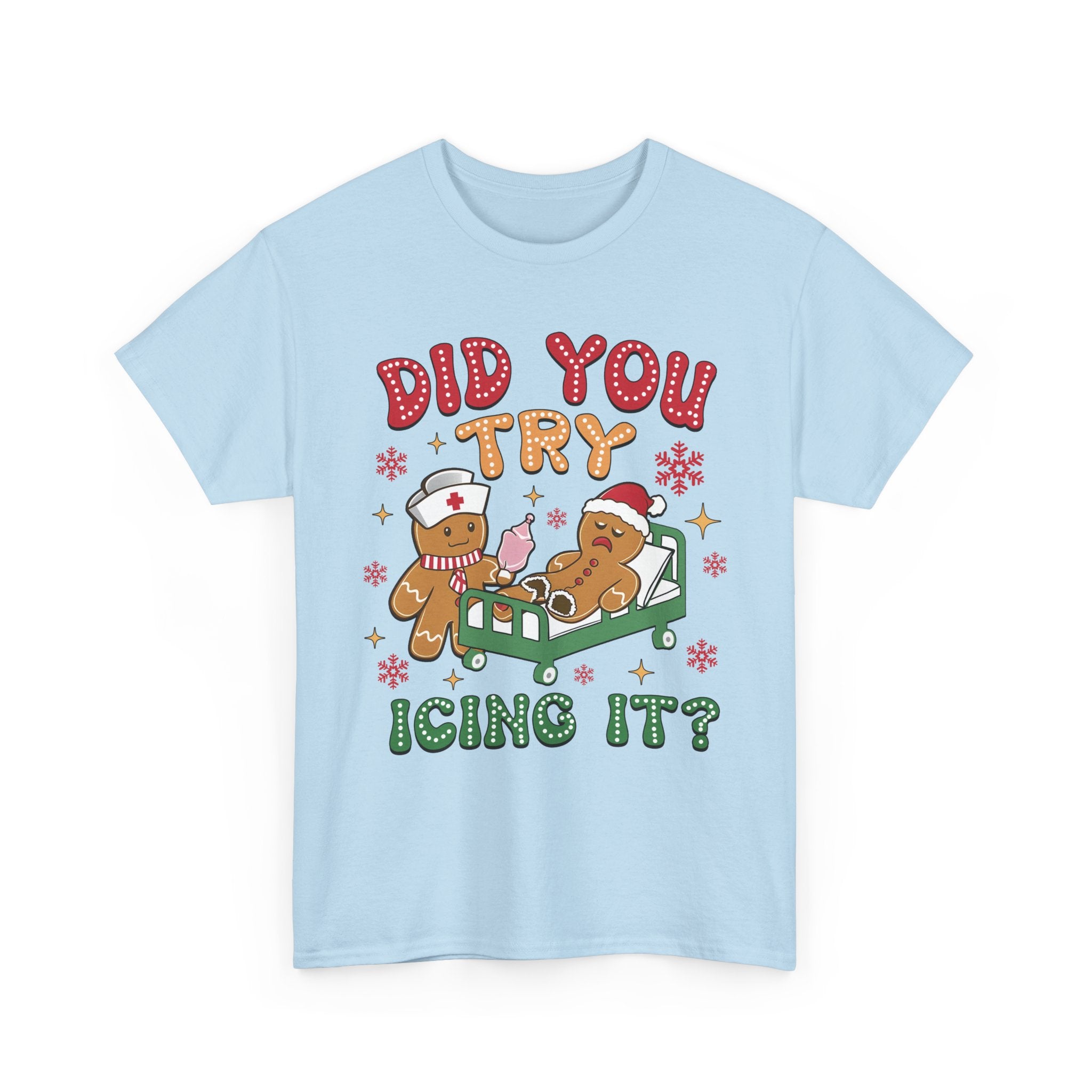 Playful Holiday Heavy Cotton Tee - 'Did You Try Icing It?'