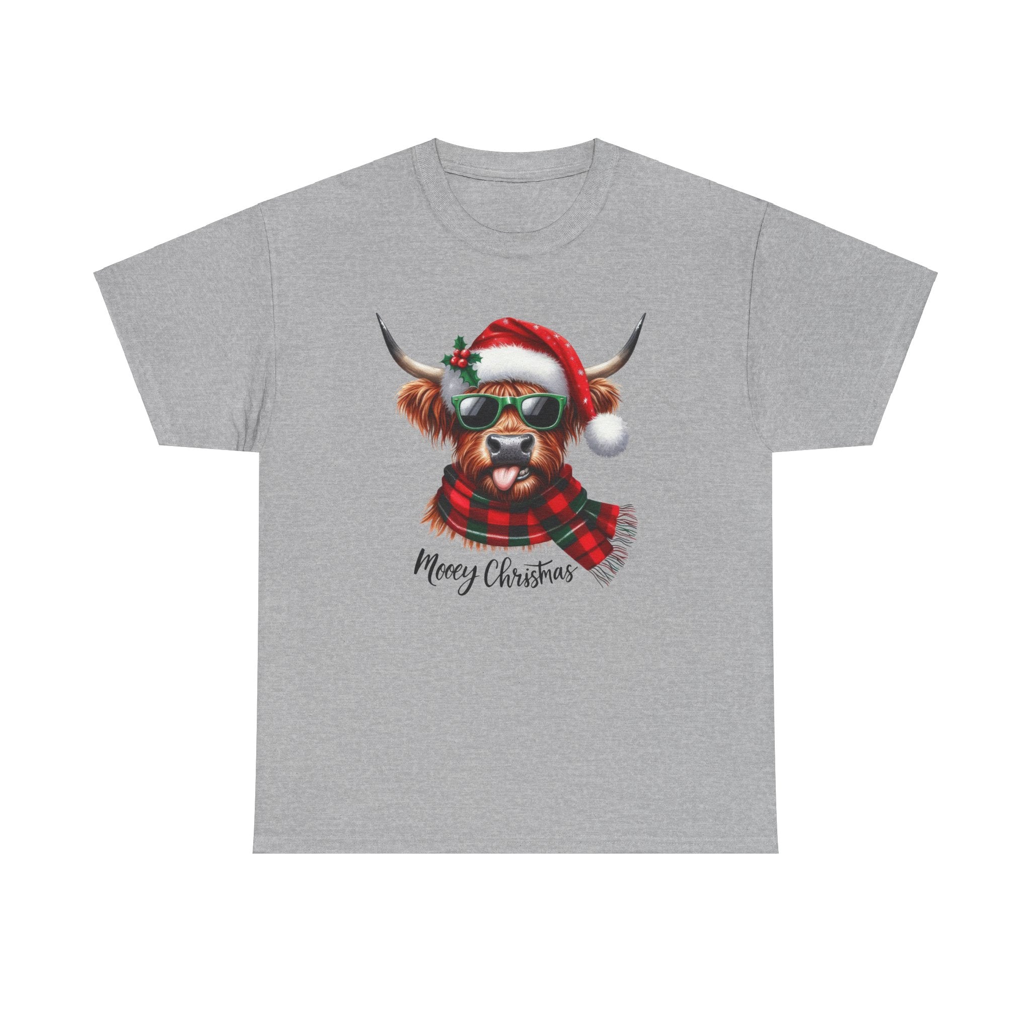 Merry Christmas Highland Cow Tee - Heavy Cotton Shirt