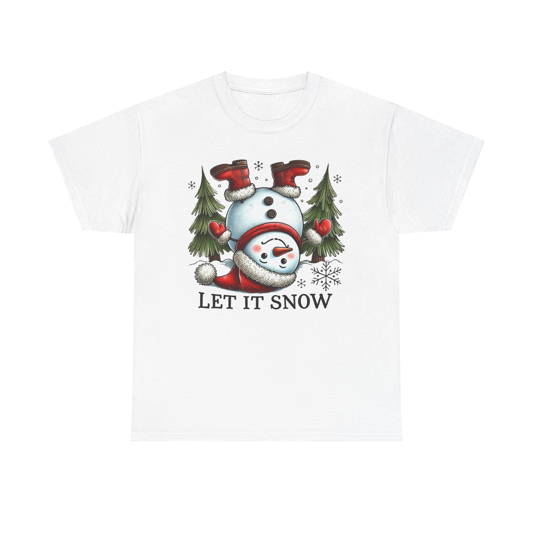 Let It Snow Heavy Cotton Tee - Festive Winter Apparel