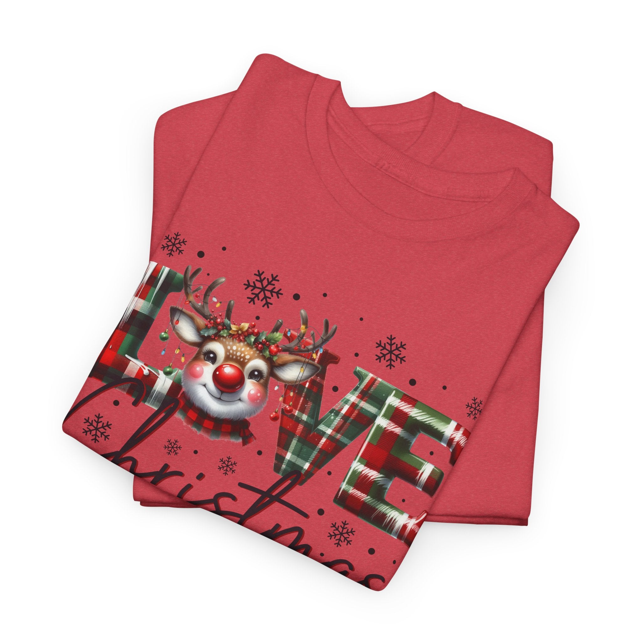 Love Christmas Heavy Cotton Tee - Festive and Comfortable Holiday Apparel
