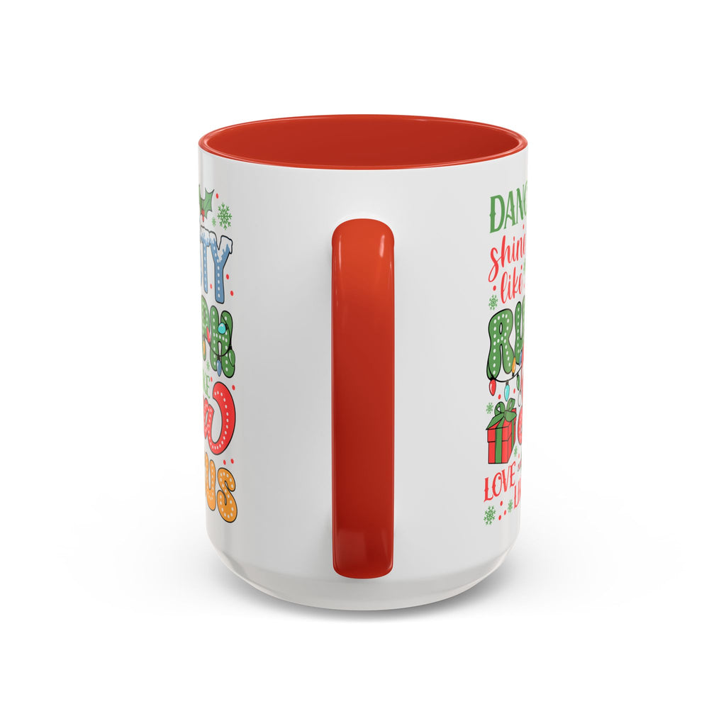 Festive Accent Coffee Mug - Holiday Cheer with Santa & Friends Design