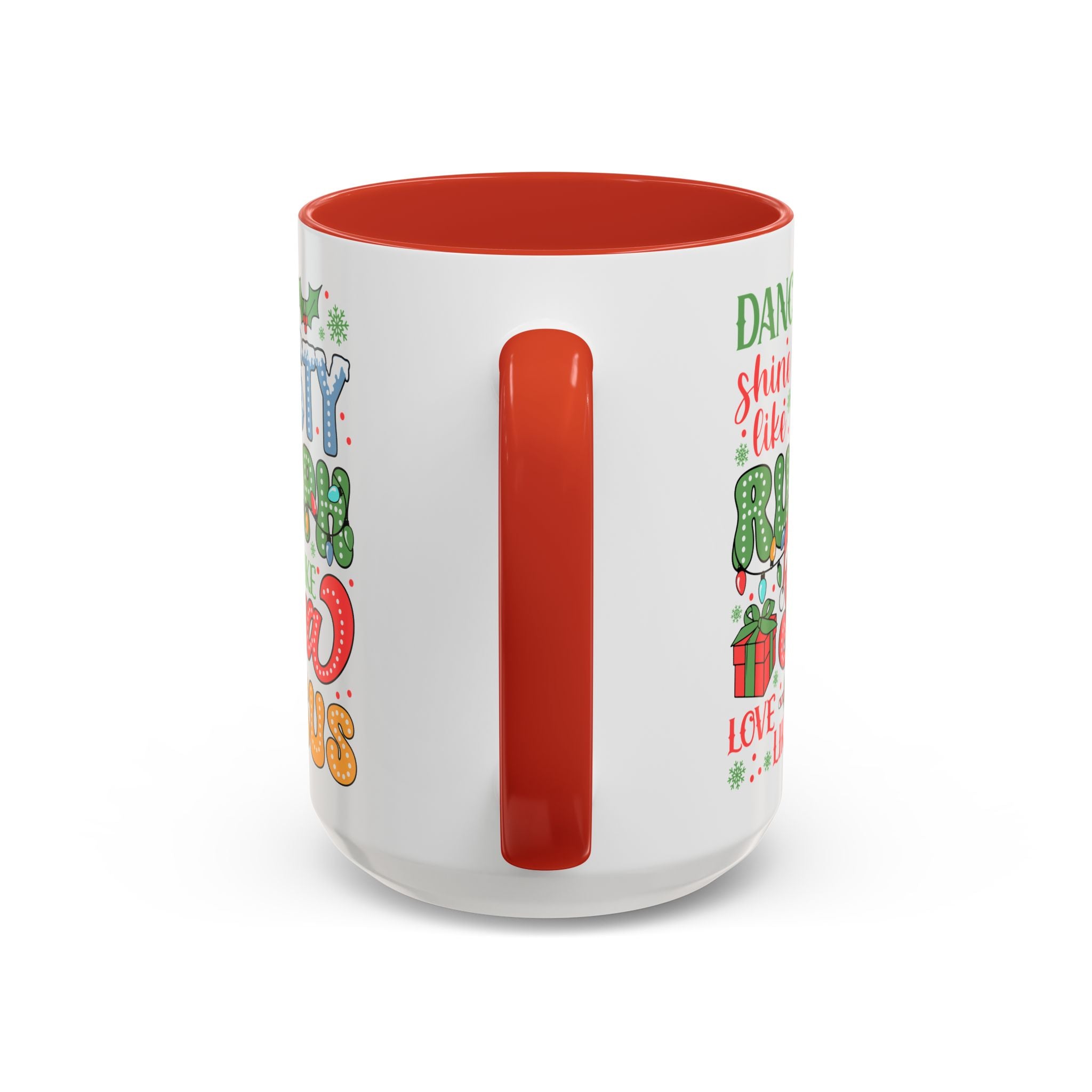 Festive Accent Coffee Mug - Holiday Cheer with Santa & Friends Design
