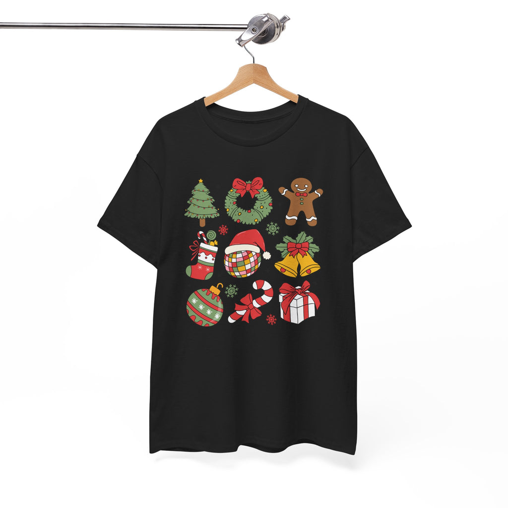 Festive Holiday Heavy Cotton Tee - Christmas Cheer Design